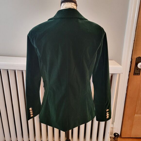 Deep Emerald Green Velvet Tailored Blazer for holidays, parties, events! Sz S - Picture 3 of 10